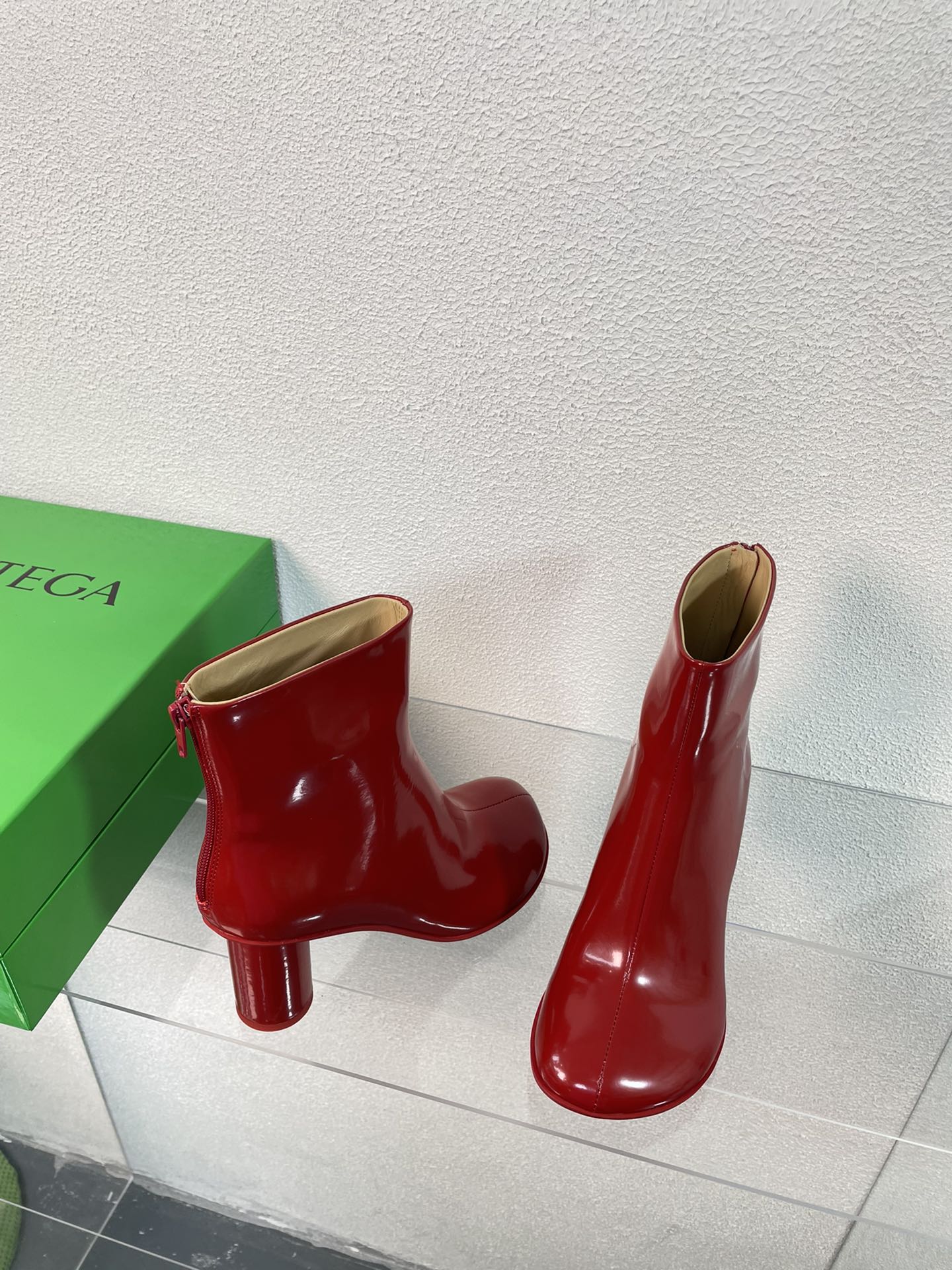 ATOMIC ANKLE BOOT IN RUBY RED CALFSKIN 75 MM - 34