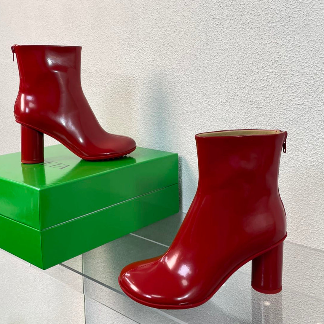 ATOMIC ANKLE BOOT IN RUBY RED CALFSKIN 75 MM - 34