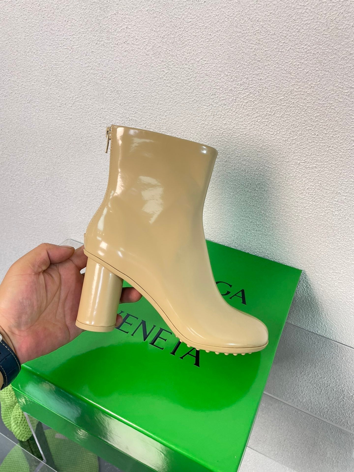 ATOMIC ANKLE BOOT IN KHAKI TAN CALFSKIN 75 MM - 34
