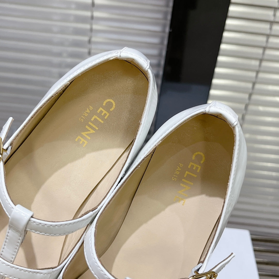 FLAT SANDALS WITH DOUBLE STRAP-DESIGN LEATHER WHITE - 35