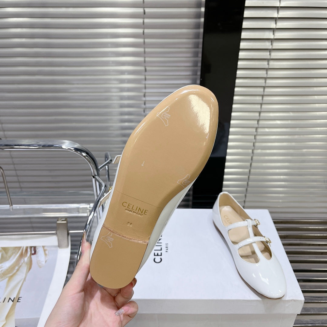 FLAT SANDALS WITH DOUBLE STRAP-DESIGN LEATHER WHITE - 35