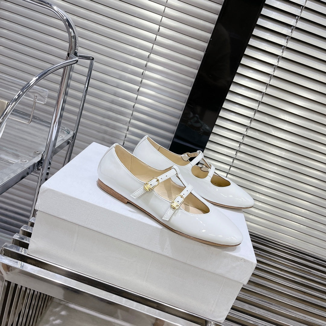 FLAT SANDALS WITH DOUBLE STRAP-DESIGN LEATHER WHITE - 35