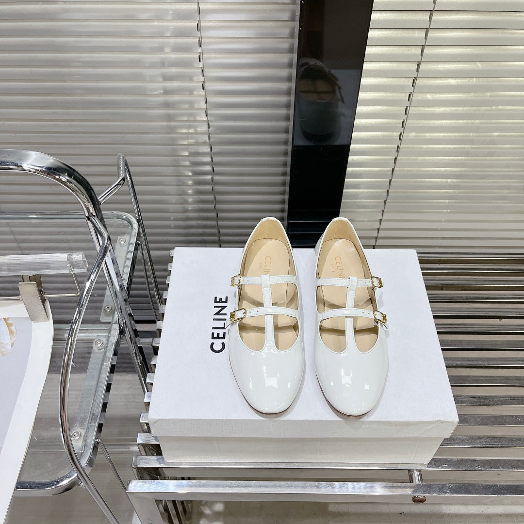 FLAT SANDALS WITH DOUBLE STRAP-DESIGN LEATHER WHITE - 35
