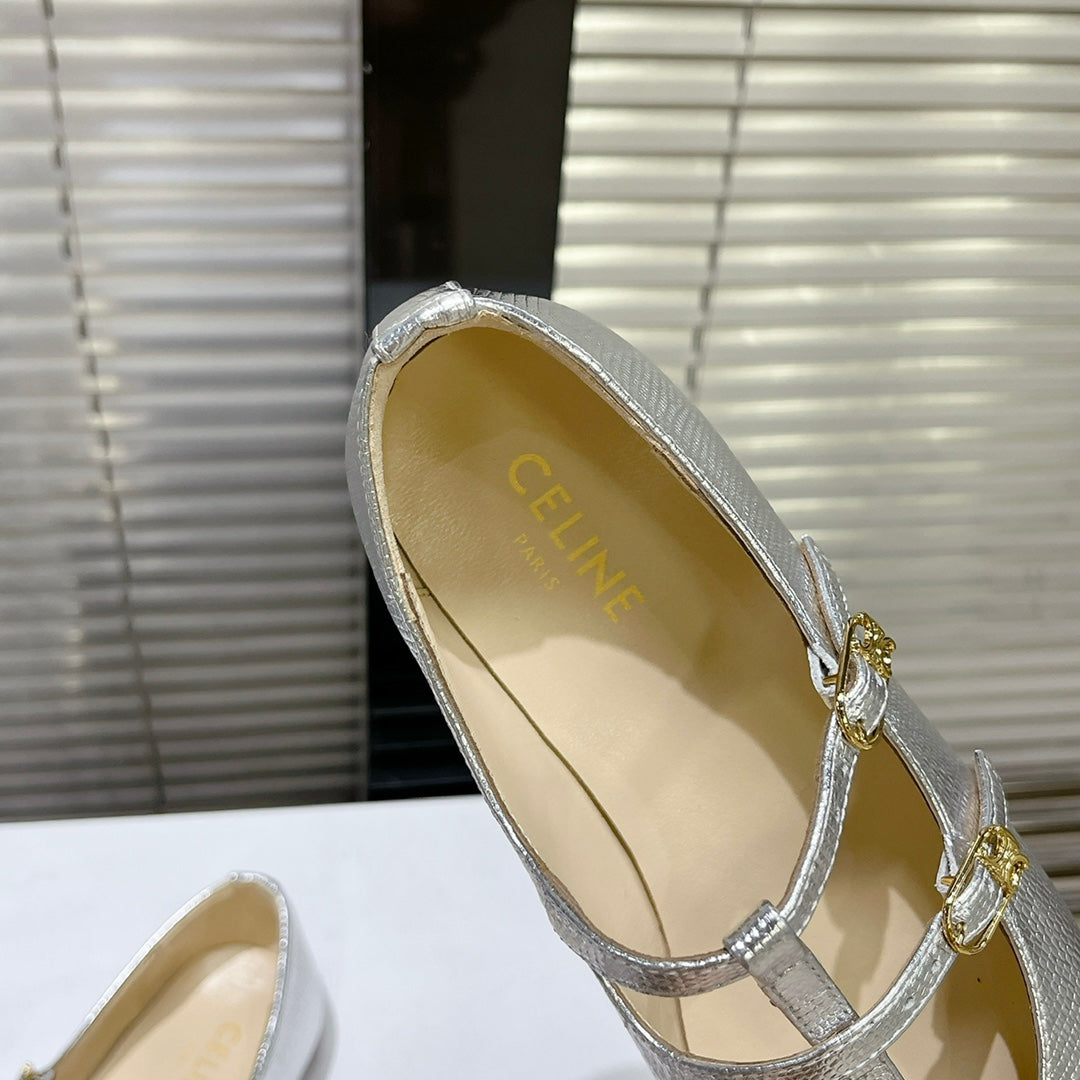 FLAT SANDALS WITH DOUBLE STRAP-DESIGN LEATHER SILVER - 35