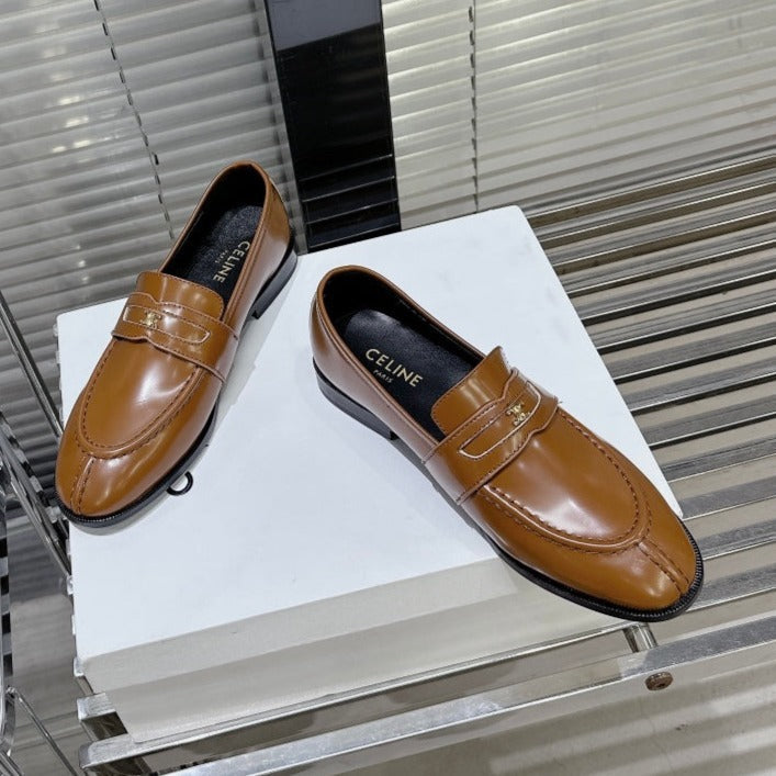 ARC DE TRIOMPHE FLAT LOAFERS SHEEPSKIN BROWN CARAMEL - 35