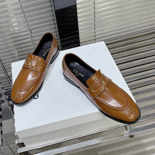 ARC DE TRIOMPHE FLAT LOAFERS SHEEPSKIN BROWN CARAMEL - 35