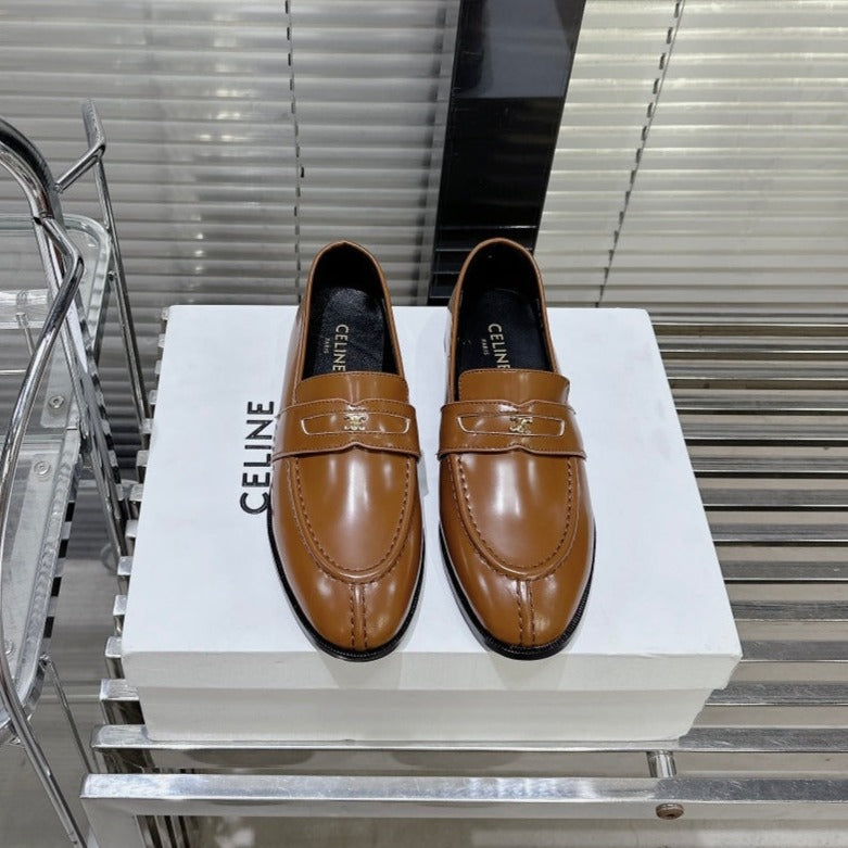 ARC DE TRIOMPHE FLAT LOAFERS SHEEPSKIN BROWN CARAMEL - 35