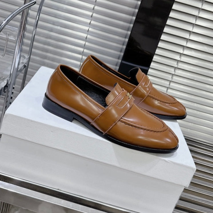 ARC DE TRIOMPHE FLAT LOAFERS SHEEPSKIN BROWN CARAMEL - 35