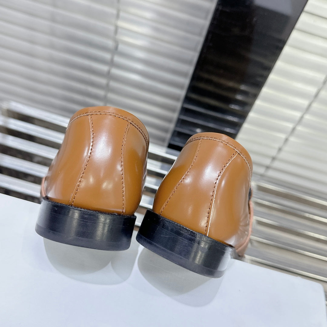 ARC DE TRIOMPHE FLAT LOAFERS SHEEPSKIN BROWN CARAMEL - 35