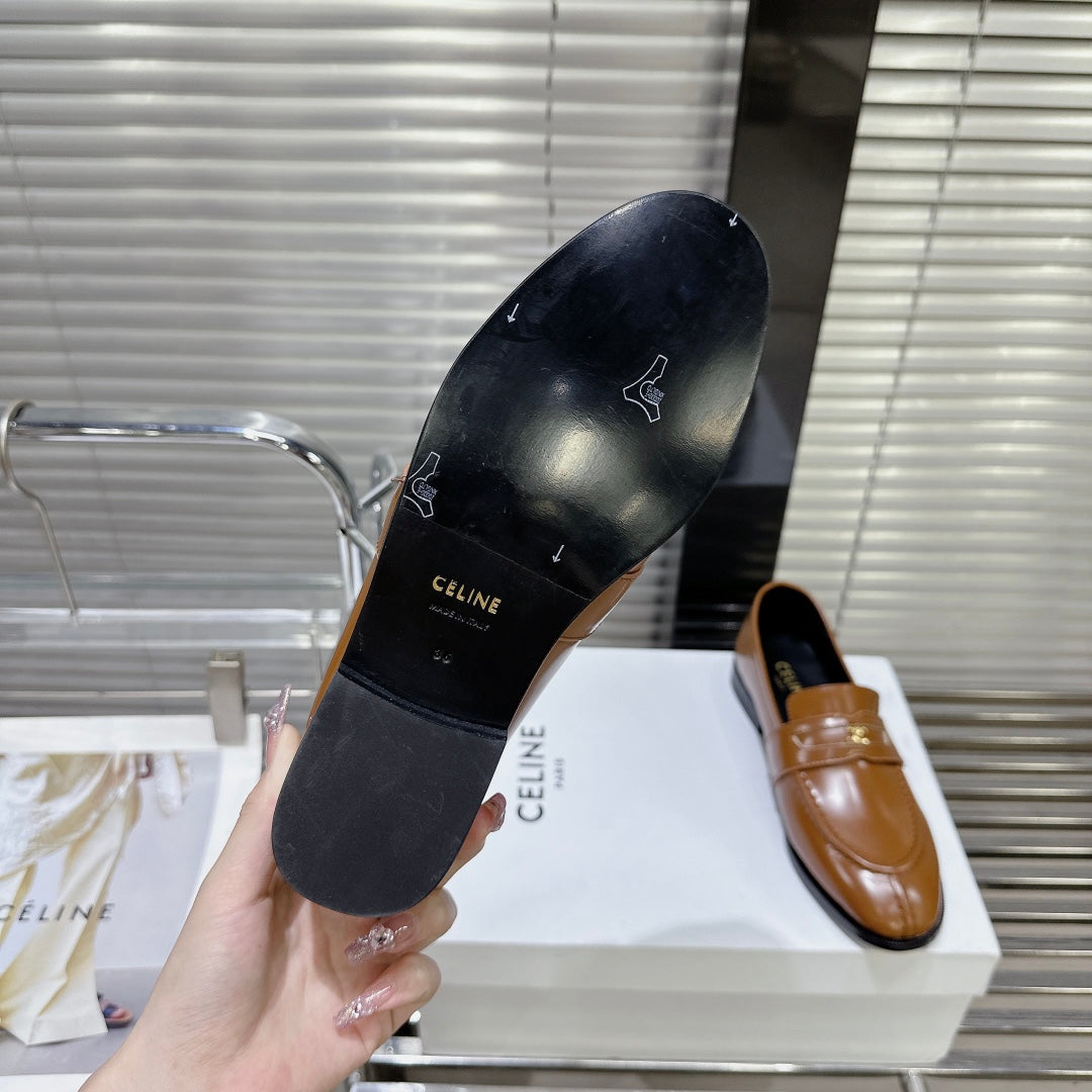 ARC DE TRIOMPHE FLAT LOAFERS SHEEPSKIN BROWN CARAMEL - 35