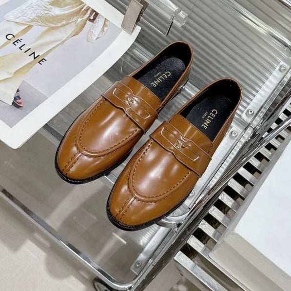 ARC DE TRIOMPHE FLAT LOAFERS SHEEPSKIN BROWN CARAMEL - 35