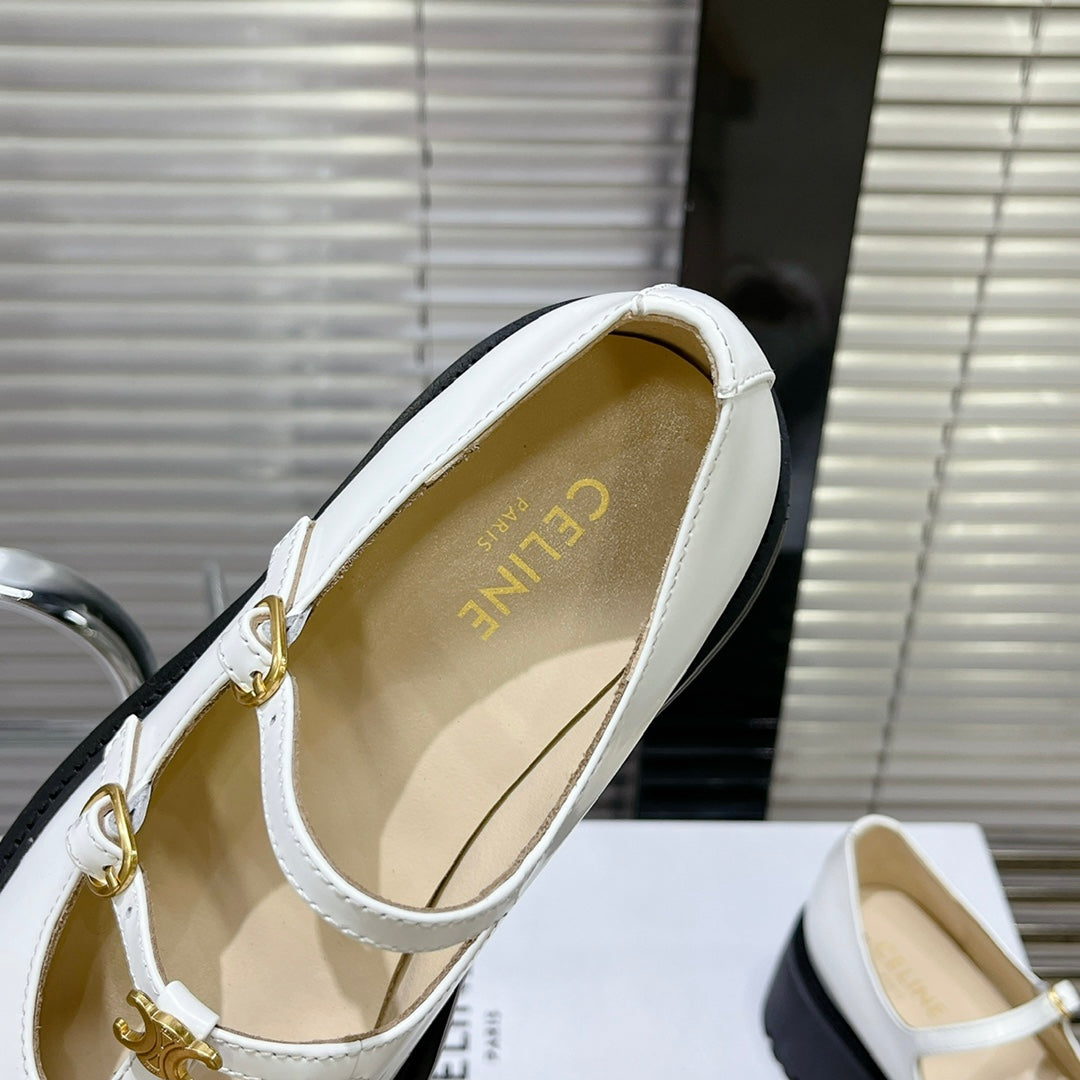 HIGH FLAT SANDALS WITH DOUBLE STRAP-DESIGN LEATHER WHITE - 35