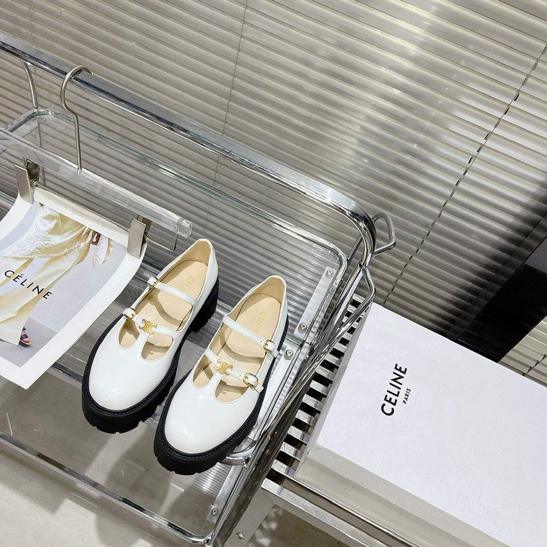 HIGH FLAT SANDALS WITH DOUBLE STRAP-DESIGN LEATHER WHITE - 35