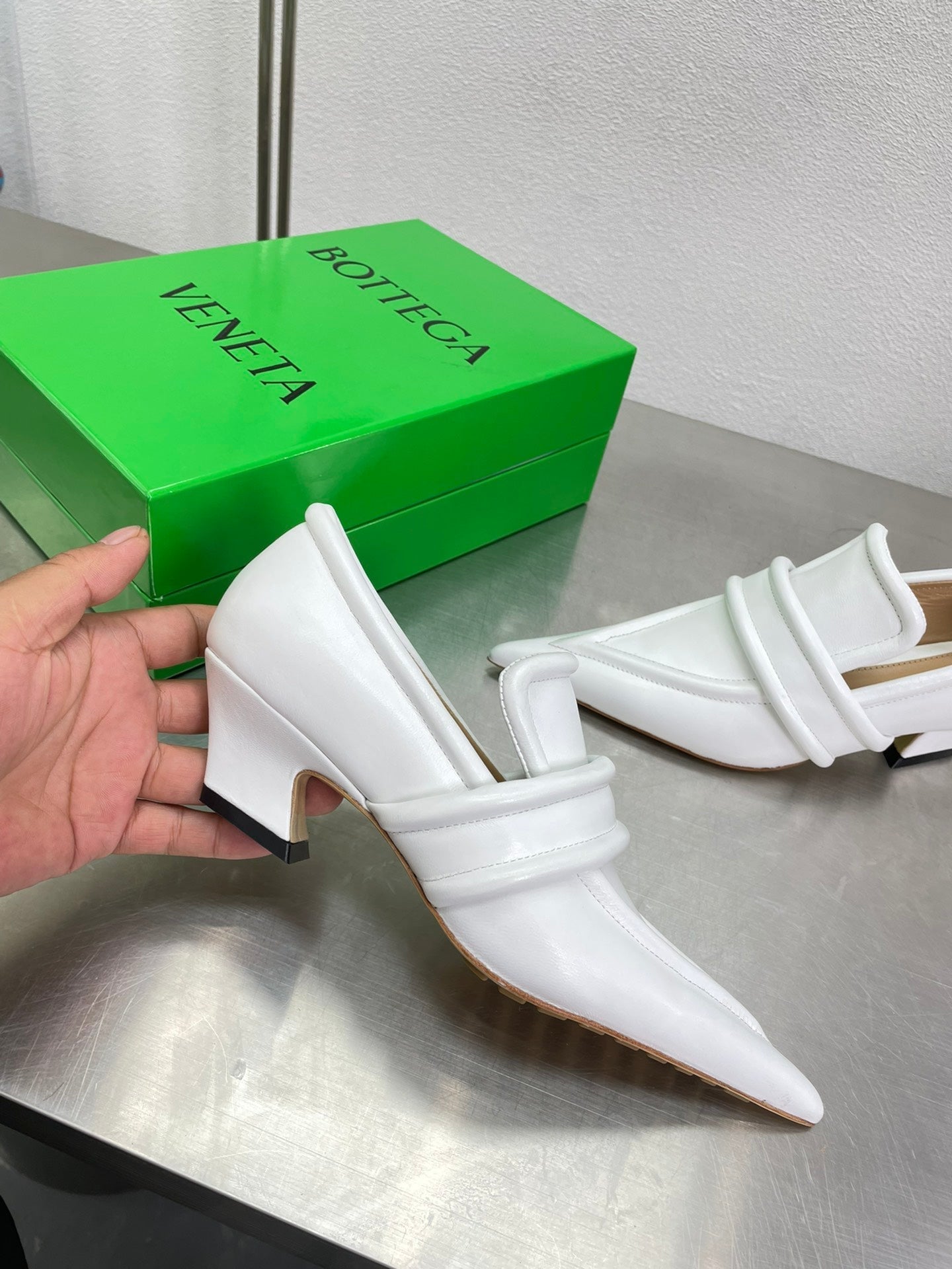 HIGH PUMP 35 MM IN WHITE CALFSKIN - 34