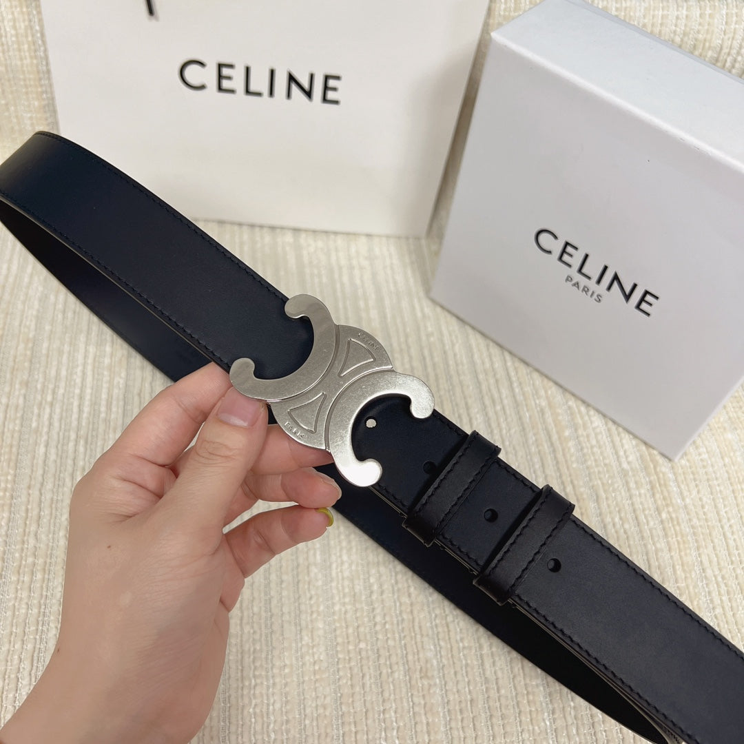 Triomphe Belt 35mm Black Calfskin Shw - 30
