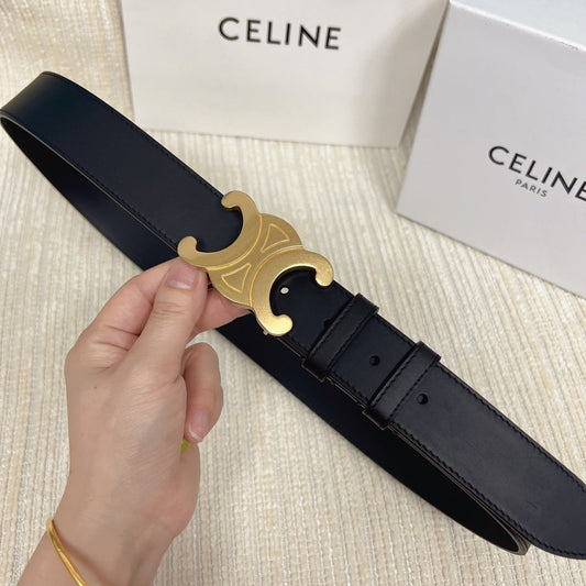 Triomphe Belt 35mm Black Calfskin Ghw - 30