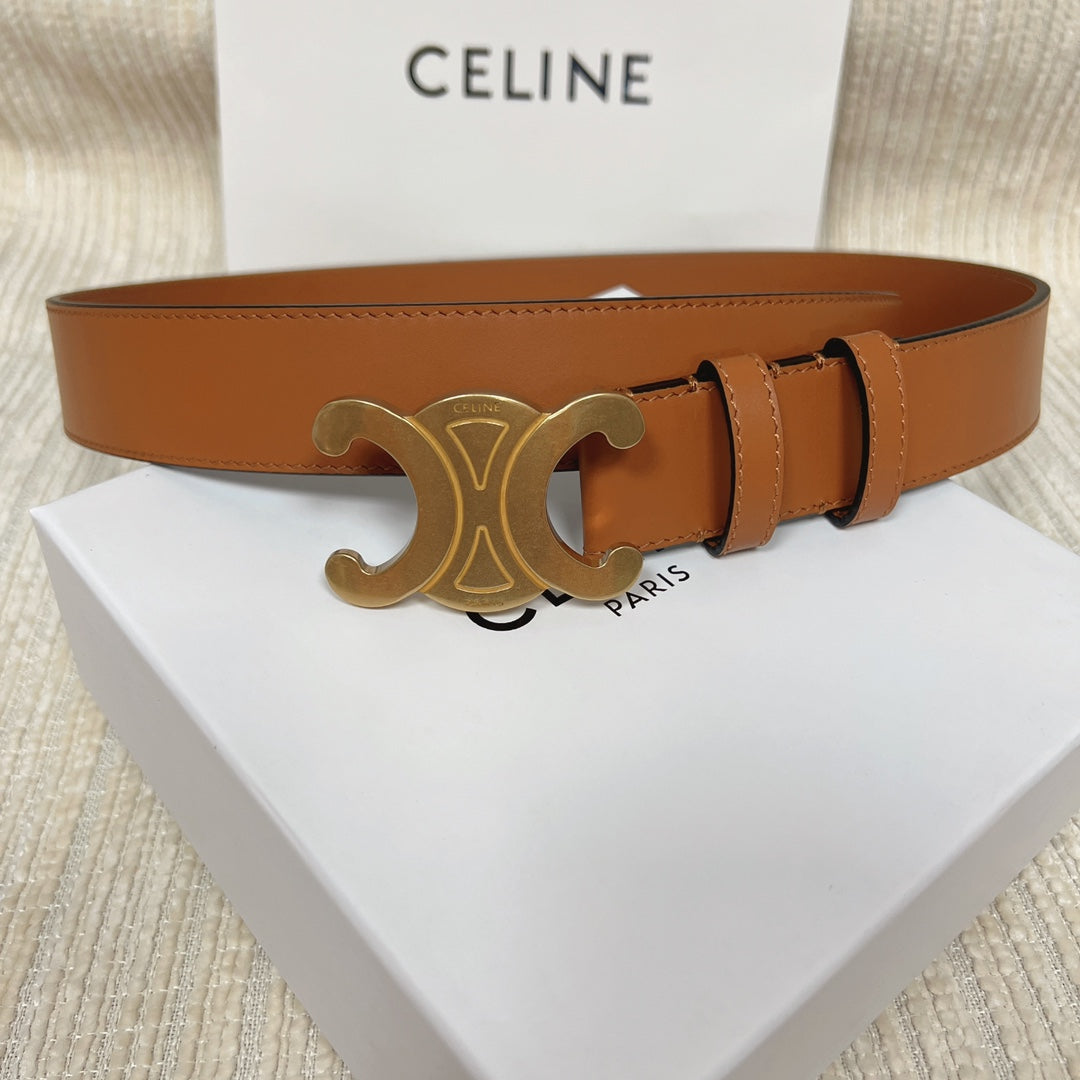 Triomphe Belt 35mm Tan Calfskin Ghw - 30
