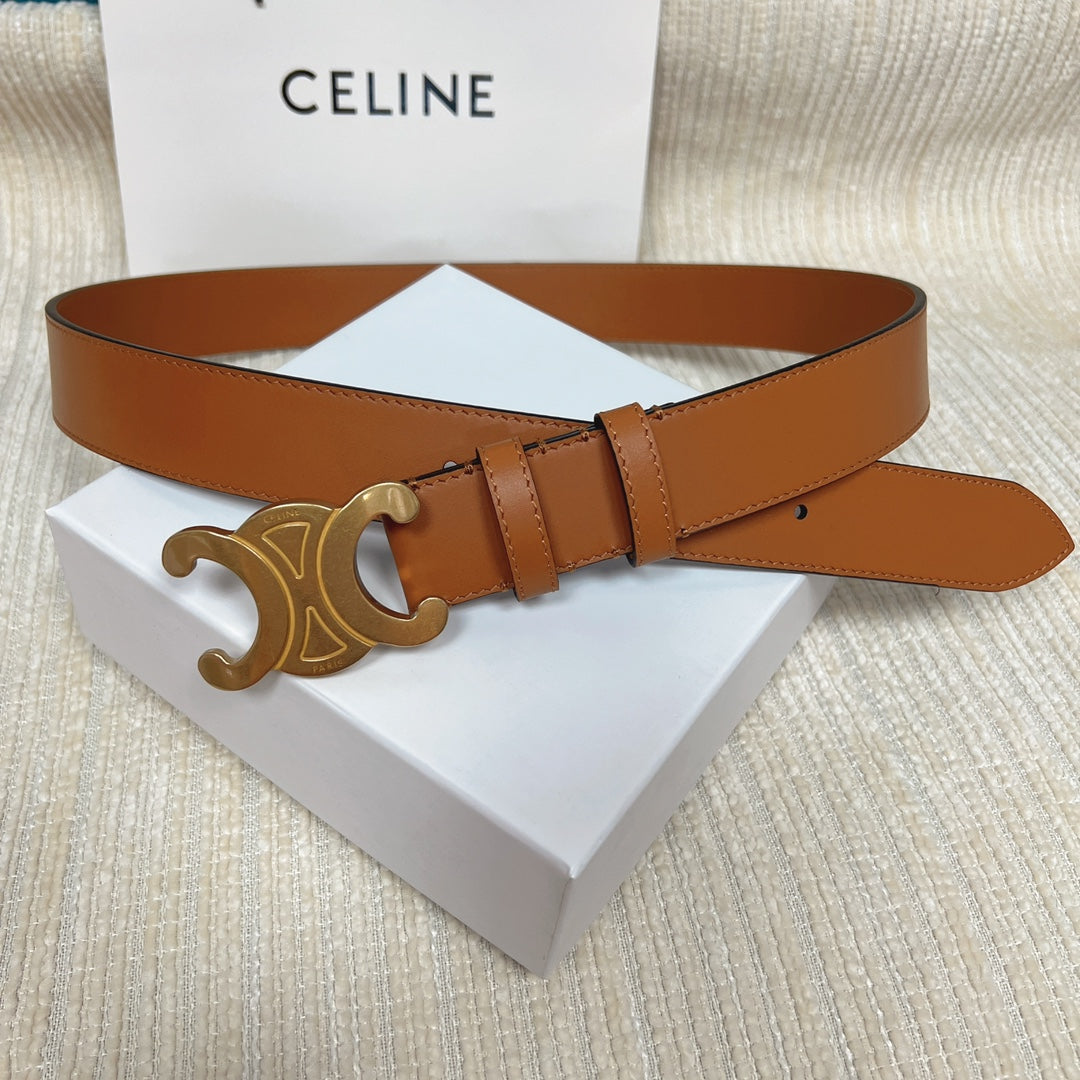 Triomphe Belt 35mm Tan Calfskin Ghw - 30