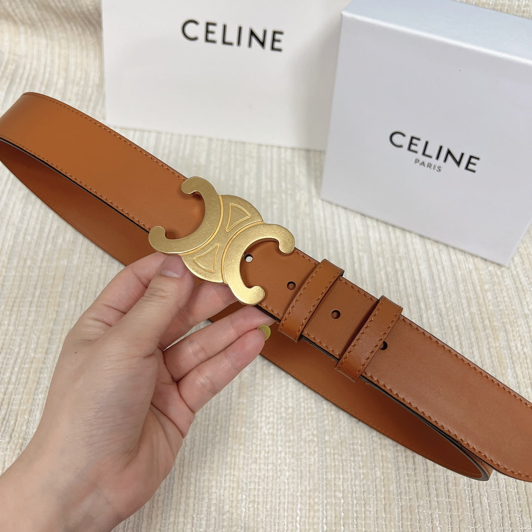 Triomphe Belt 35mm Tan Calfskin Ghw - 30