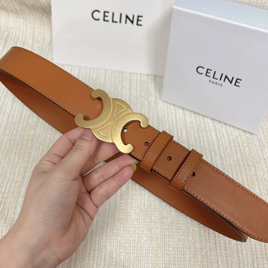 Triomphe Belt 35mm Tan Calfskin Ghw - 30