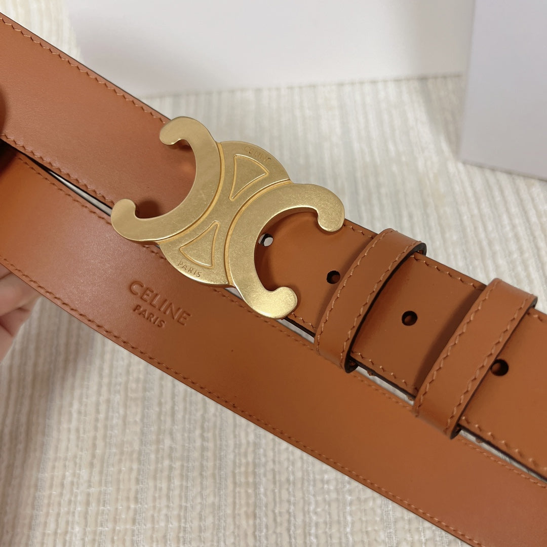 Triomphe Belt 35mm Tan Calfskin Ghw - 30