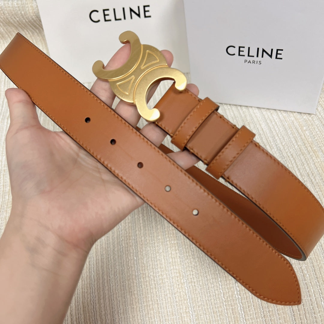 Triomphe Belt 35mm Tan Calfskin Ghw - 30