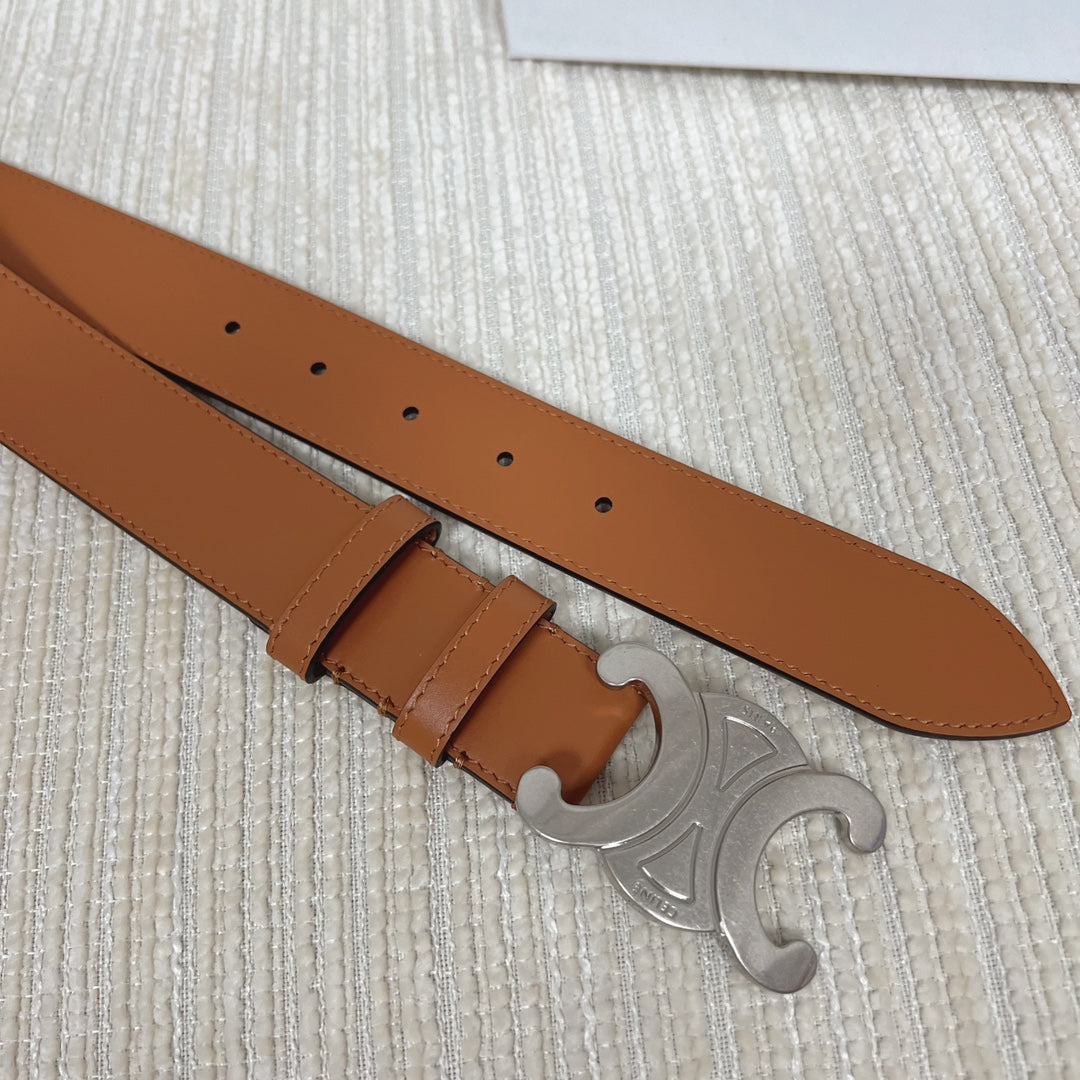 Triomphe Belt 35mm Tan Calfskin Shw - 30