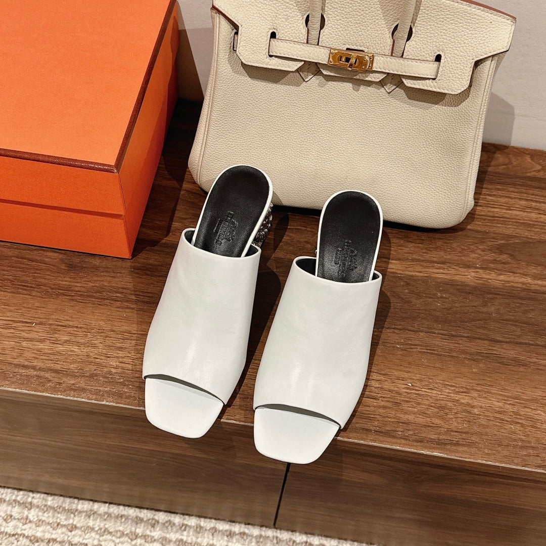 GLAM MULE 60 WHITE LAMBSKIN - 35