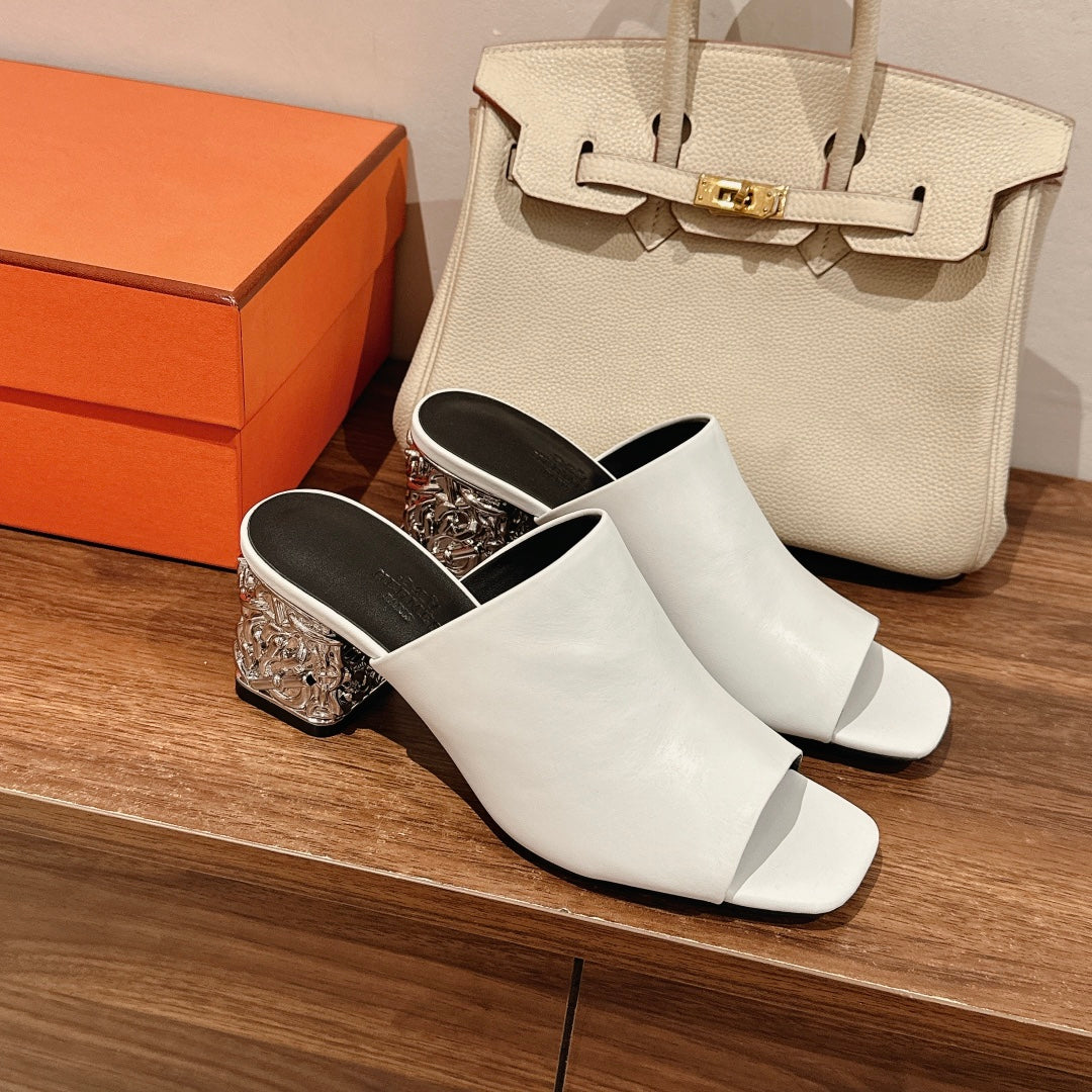 GLAM MULE 60 WHITE LAMBSKIN - 35