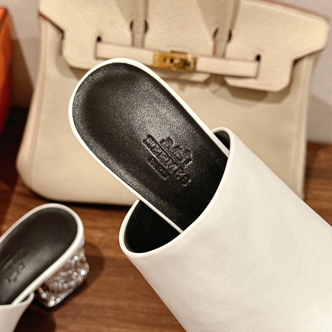 GLAM MULE 60 WHITE LAMBSKIN - 35