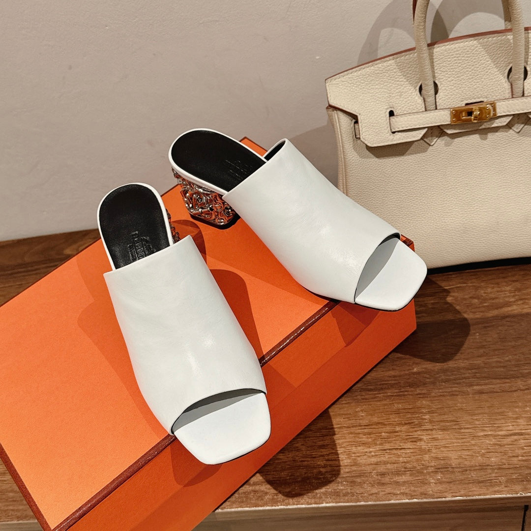 GLAM MULE 60 WHITE LAMBSKIN - 35