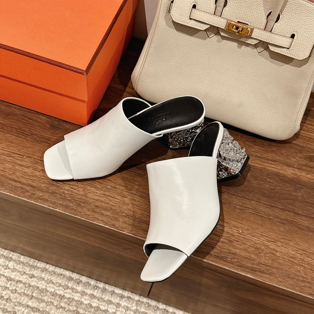 GLAM MULE 60 WHITE LAMBSKIN - 35