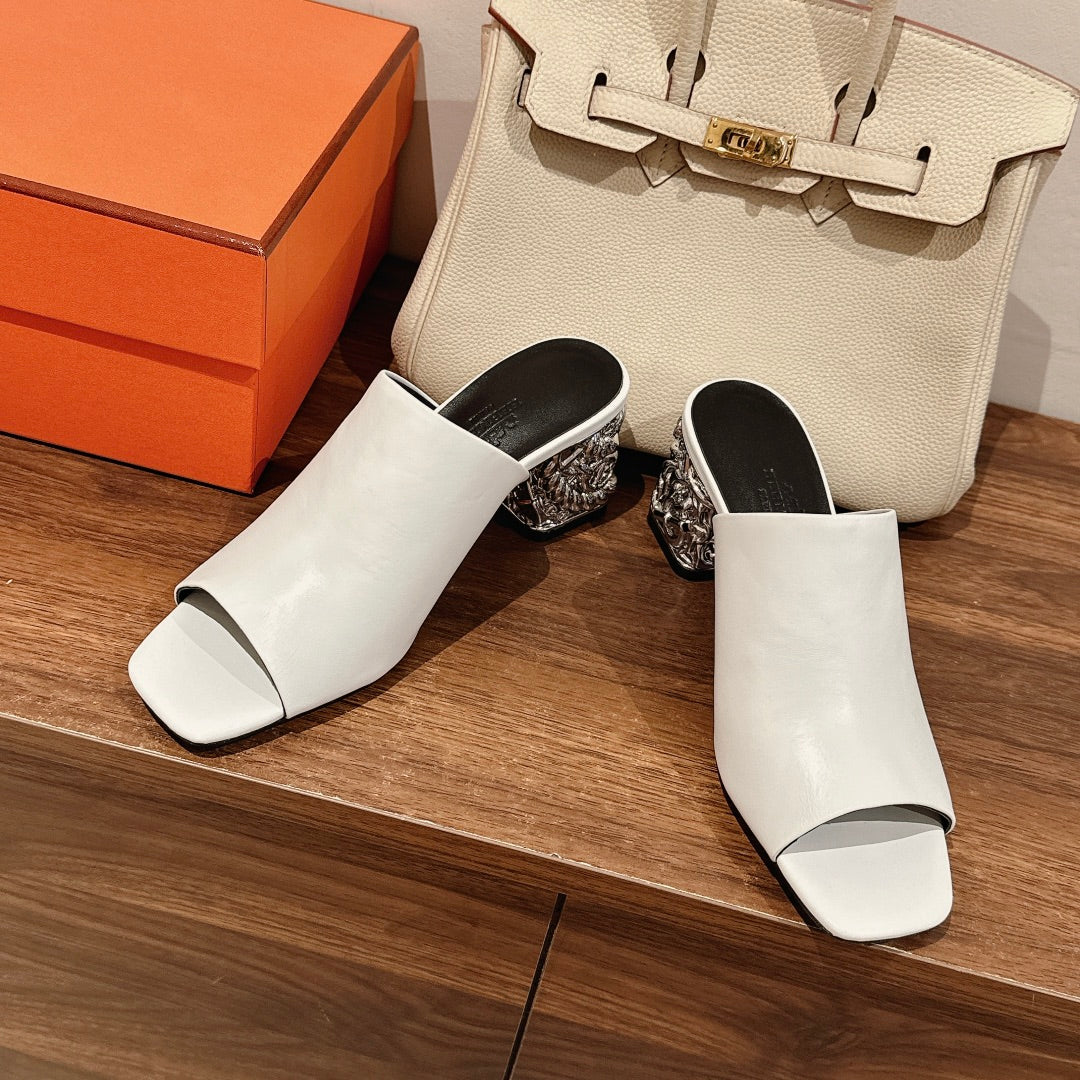 GLAM MULE 60 WHITE LAMBSKIN - 35