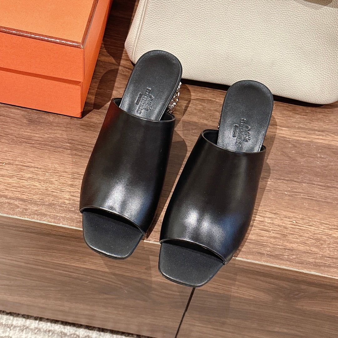 GLAM MULE 60 BLACK LAMBSKIN - 35