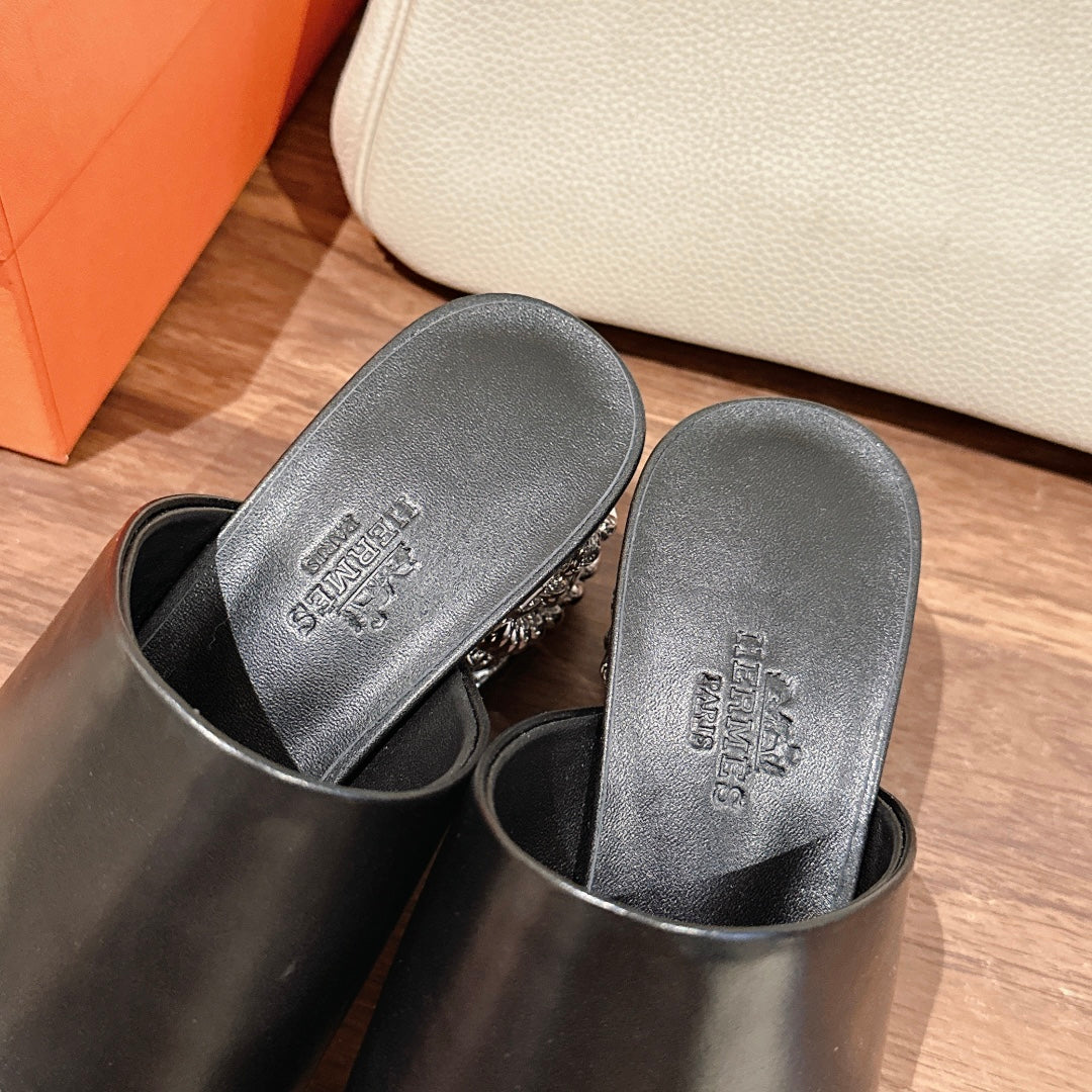 GLAM MULE 60 BLACK LAMBSKIN - 35