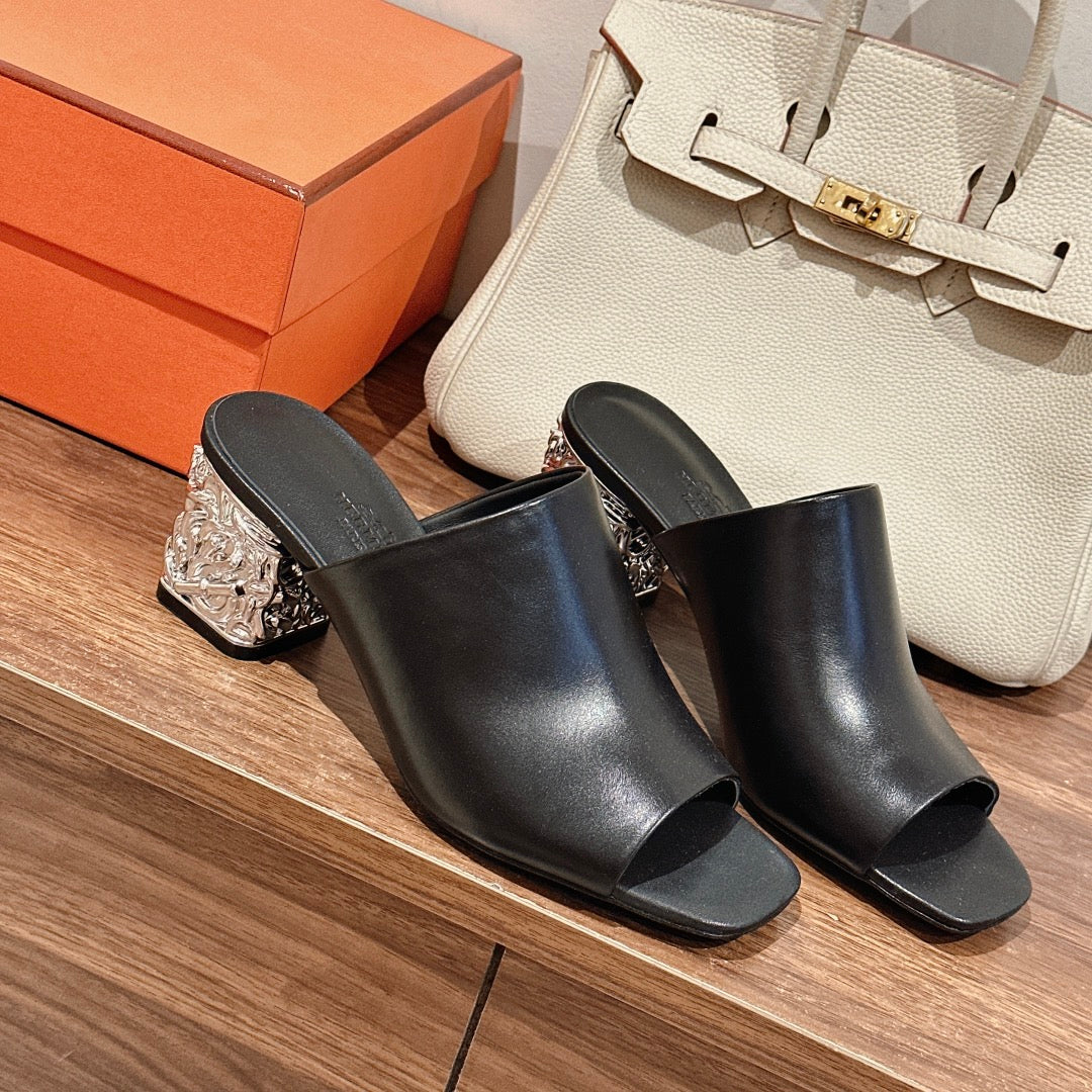 GLAM MULE 60 BLACK LAMBSKIN - 35