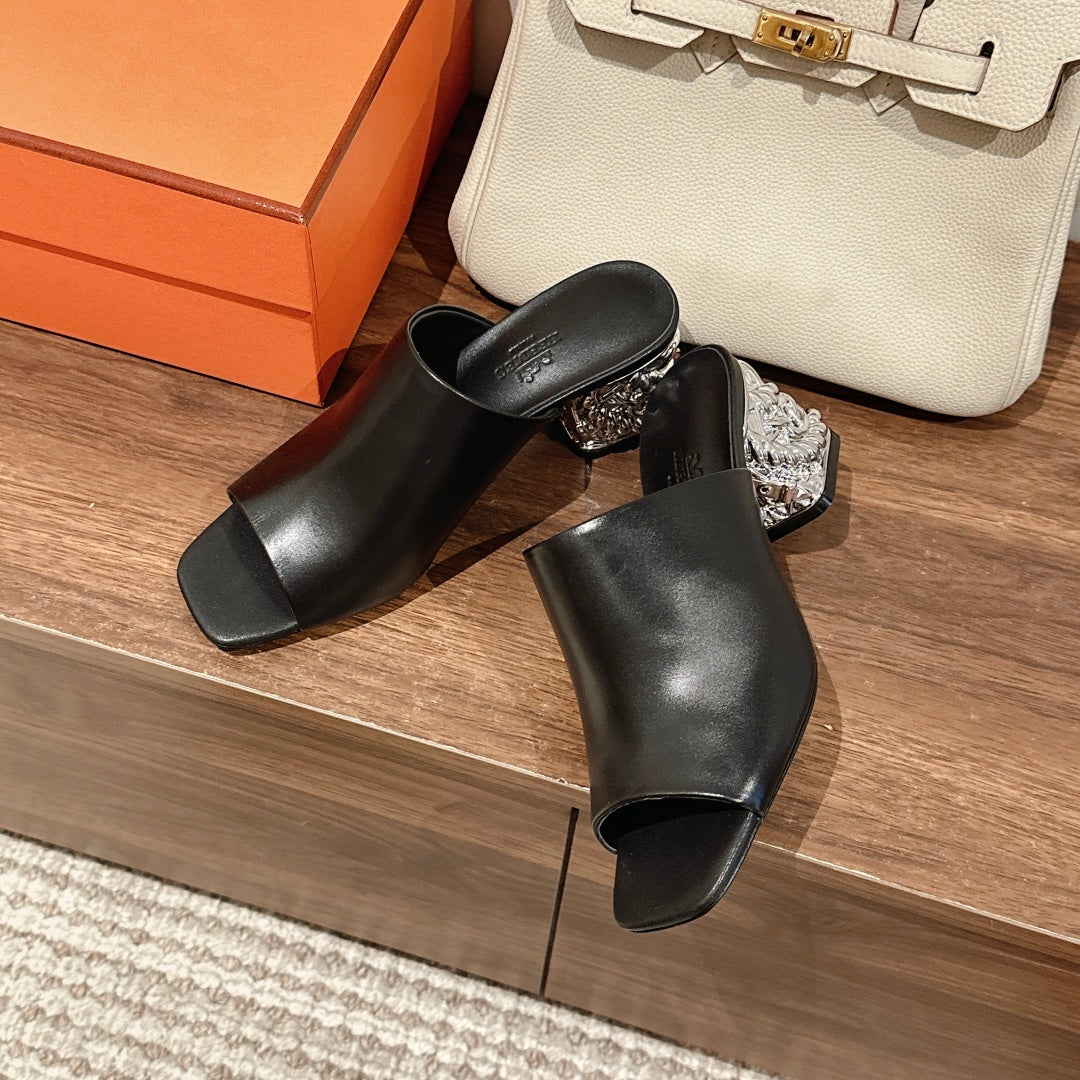 GLAM MULE 60 BLACK LAMBSKIN - 35