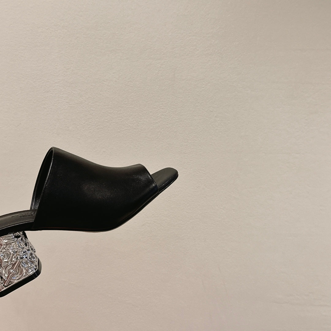GLAM MULE 60 BLACK LAMBSKIN - 35
