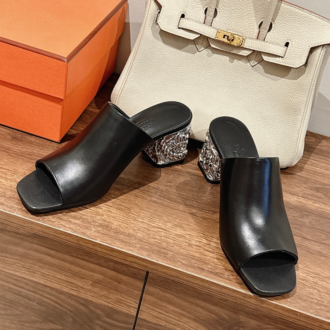 GLAM MULE 60 BLACK LAMBSKIN - 35
