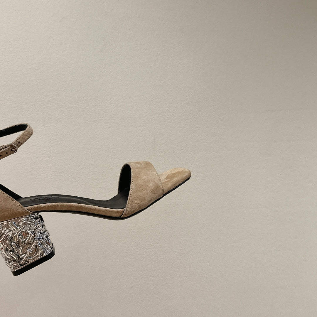 GLAM SANDAL 60 LIGHT BROWN SUEDE - 35