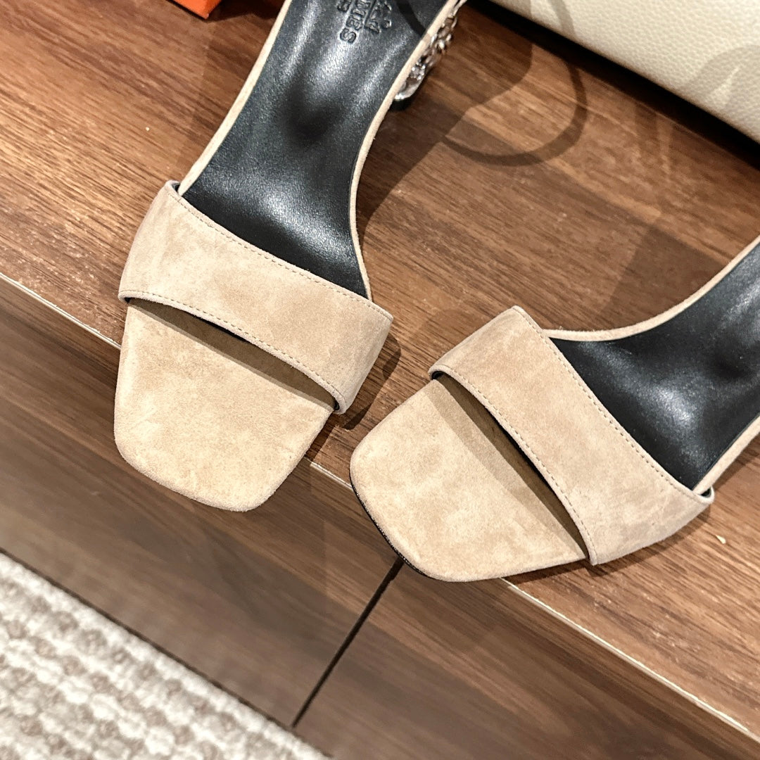 GLAM SANDAL 60 LIGHT BROWN SUEDE - 35