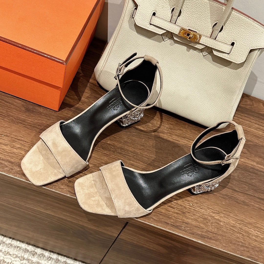 GLAM SANDAL 60 LIGHT BROWN SUEDE - 35