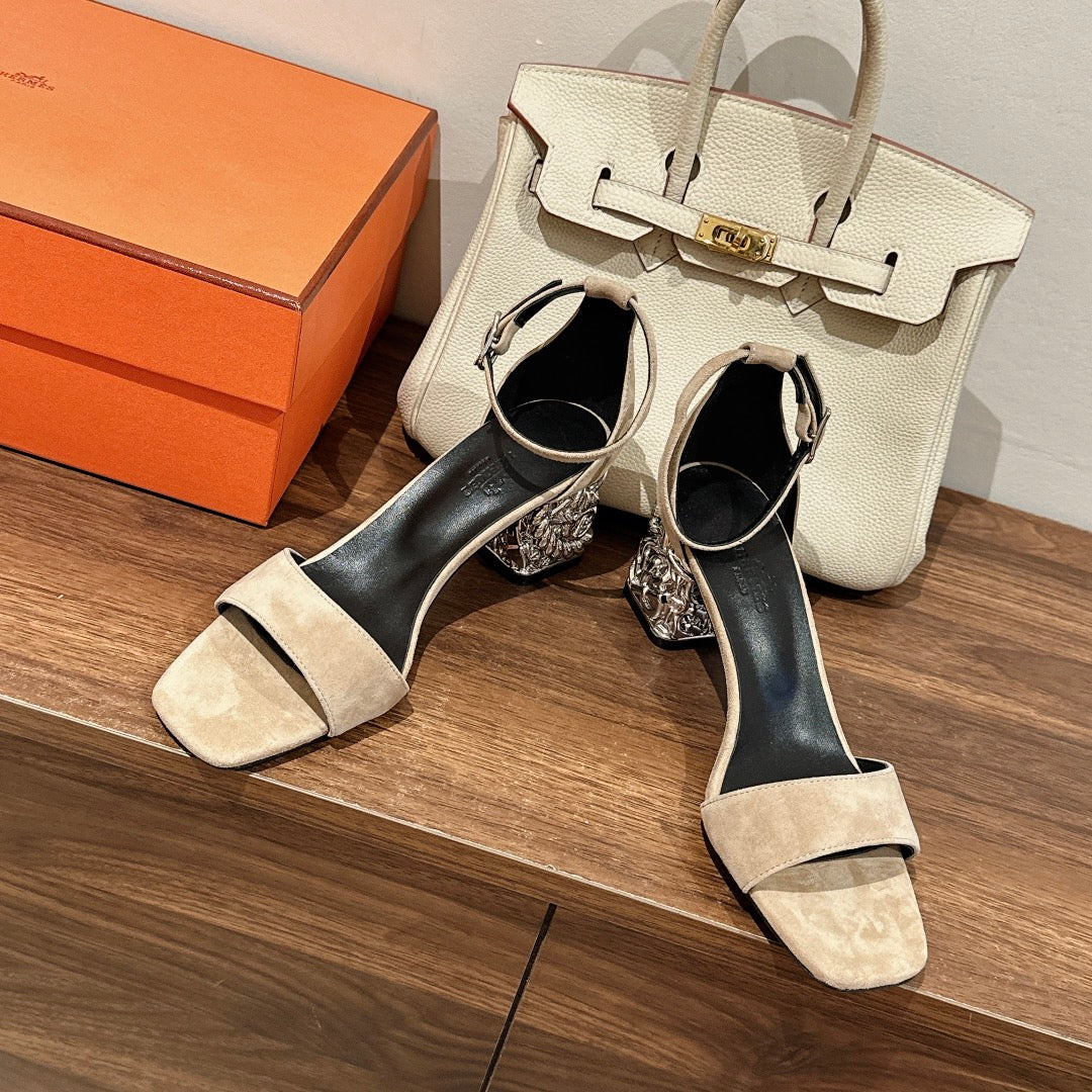 GLAM SANDAL 60 LIGHT BROWN SUEDE - 35