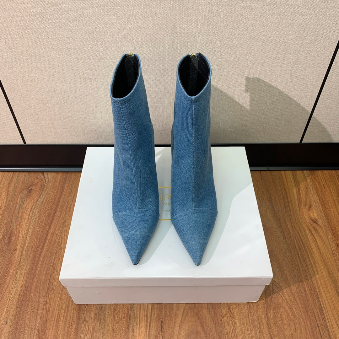 Черевики BALMAIN 26S 105 мм з синього деніму
