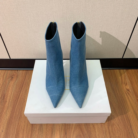 Черевики BALMAIN 26S 105 мм з синього деніму