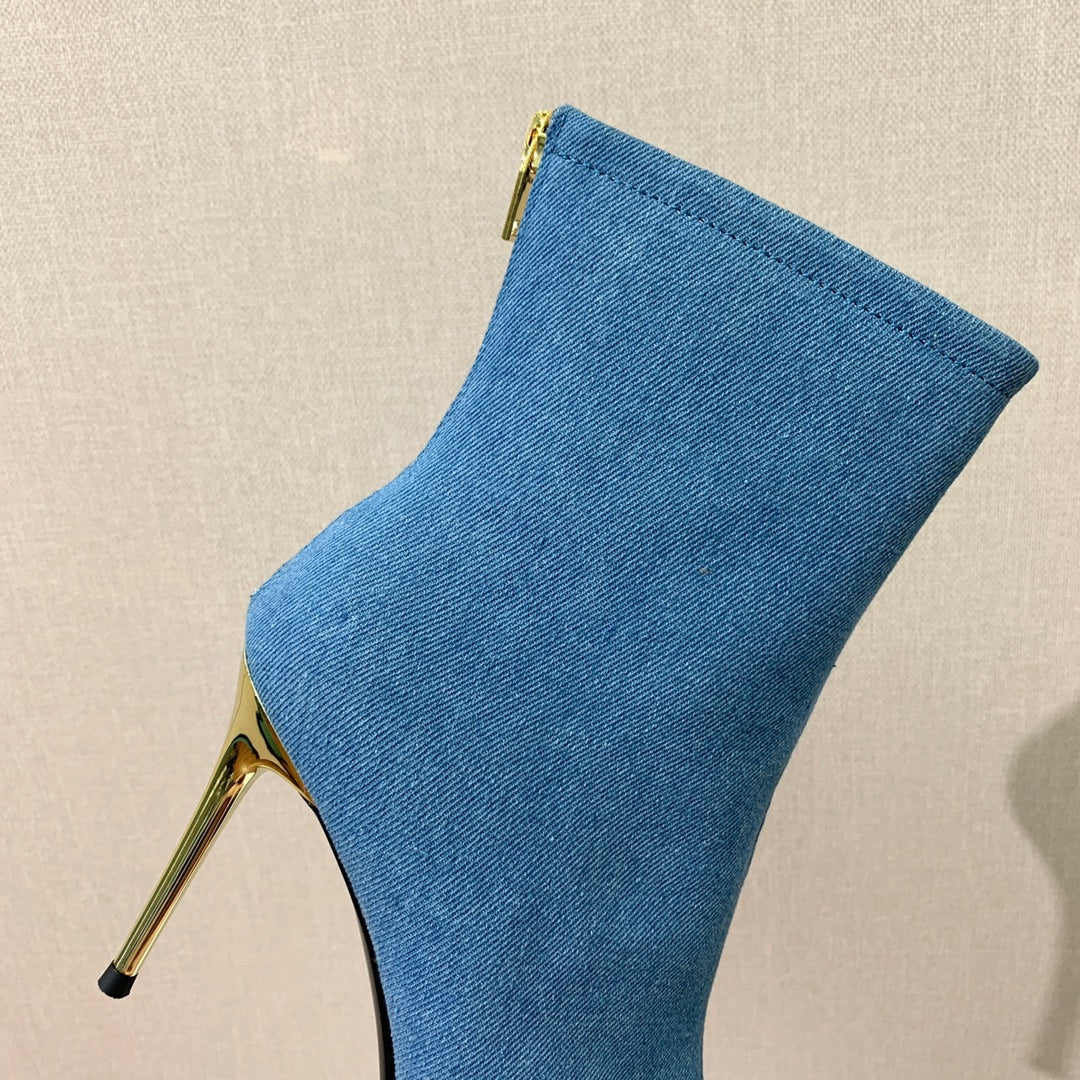 Черевики BALMAIN 26S 105 мм з синього деніму
