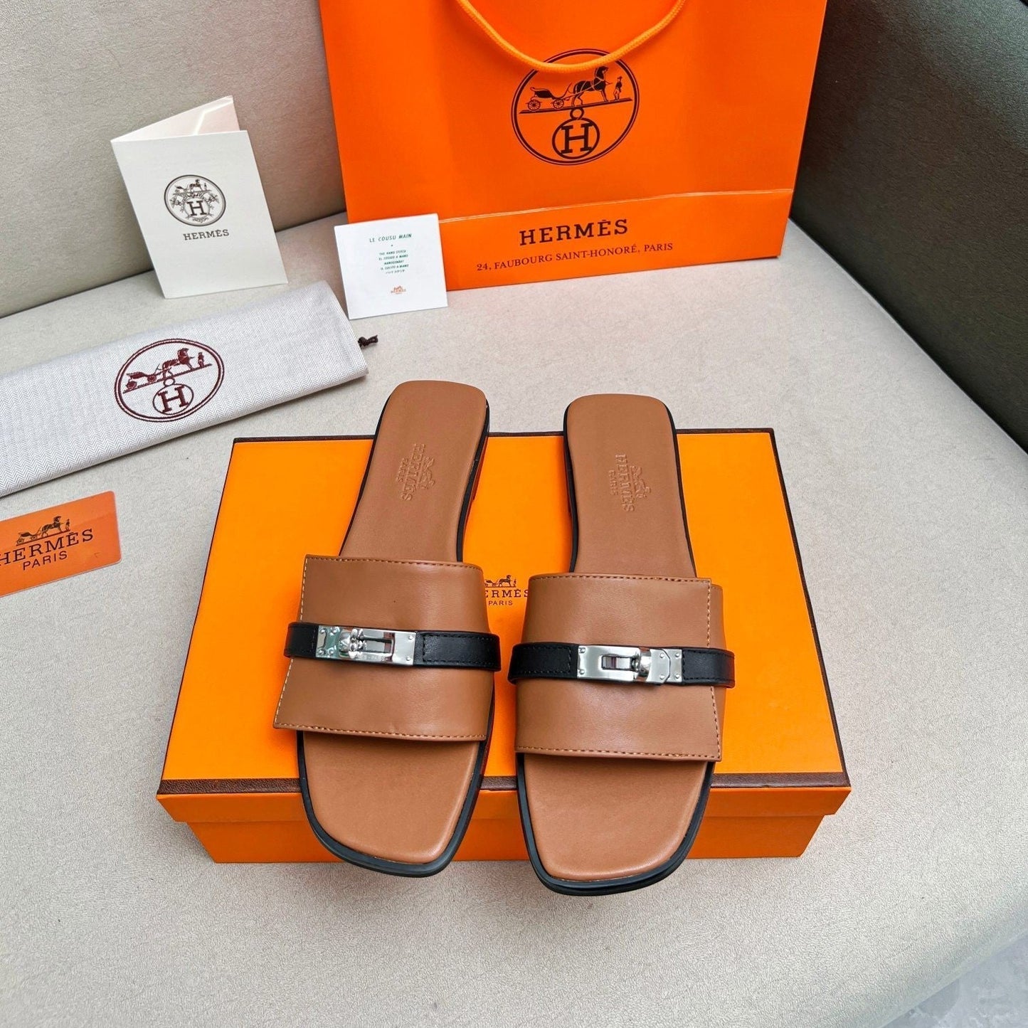 Giulia Sandal Brown Black Calfskin - 35