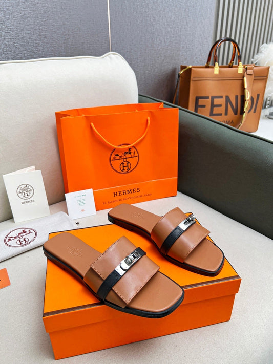 Giulia Sandal Brown Black Calfskin - 35