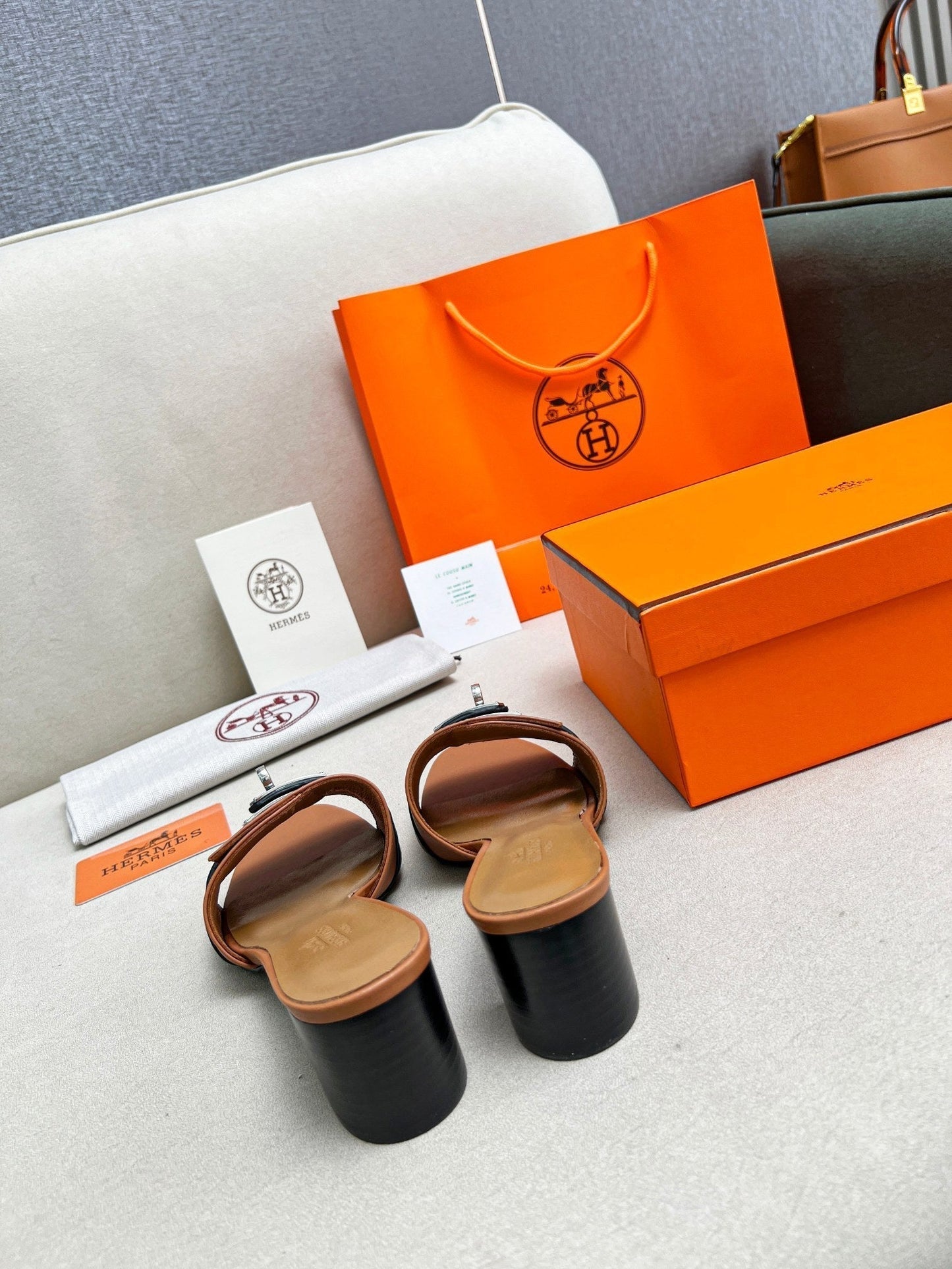 Gigi 50 Sandal Tan Black Calfskin - 35