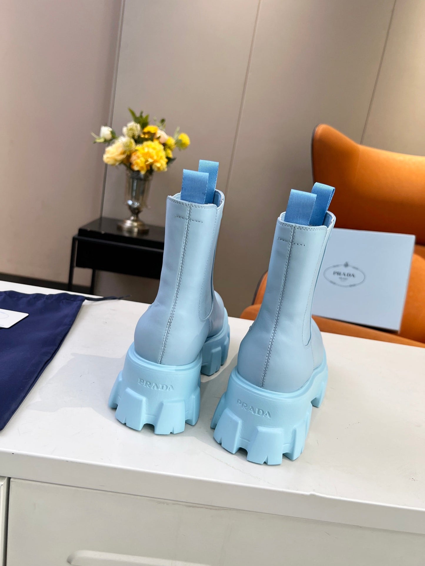 PRA MONOLITH BRUSHED BOOTIES 55 SKY CALFSKIN - 35